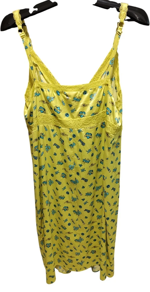 Vestido Feminino Betsey Johnson X Tórrido Amarelo Midi Cetim Renda 1X Logotipo Anos 90 Y2K - Imagem 4 de 4