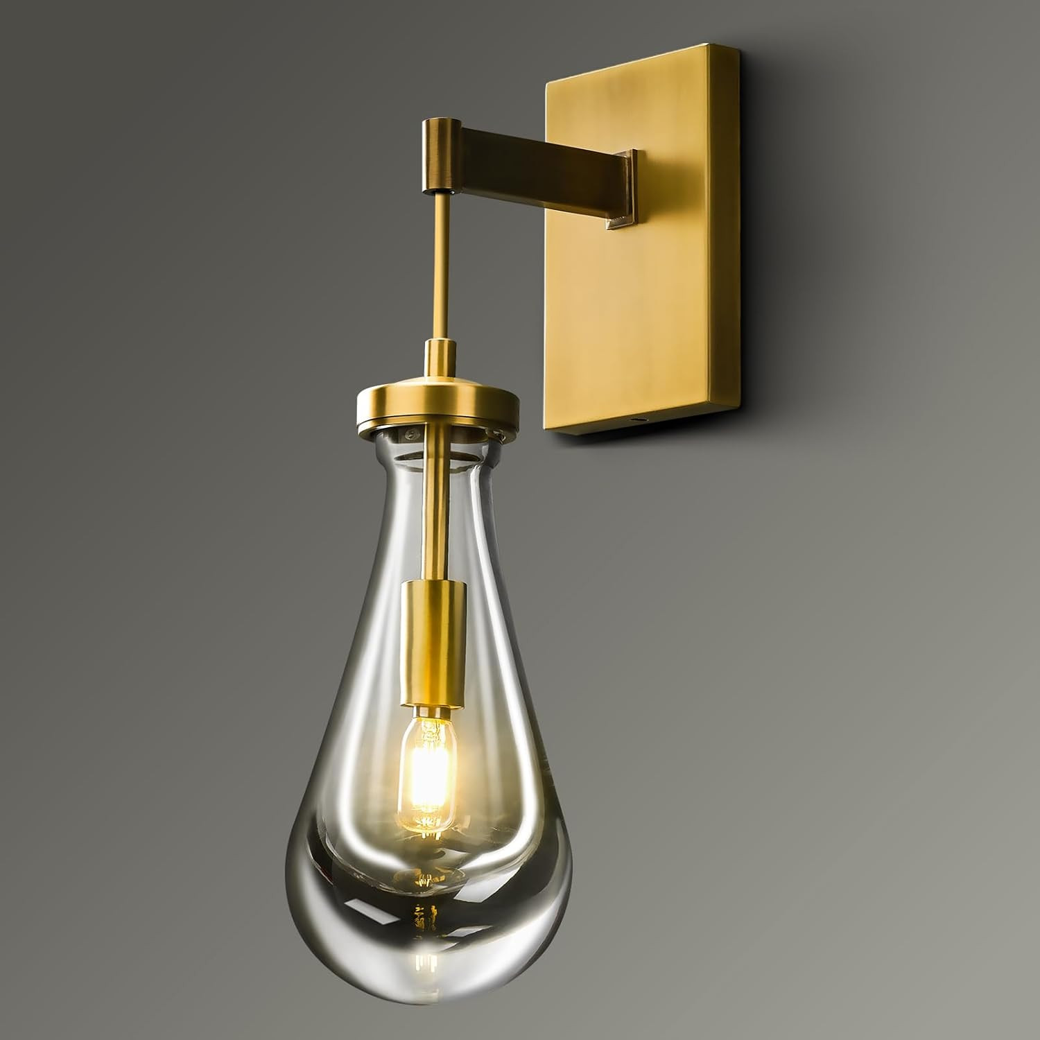 Raindrop Wall Sconces, Brass Wall Sconces Stairway Gold Wall Light with Luxury C