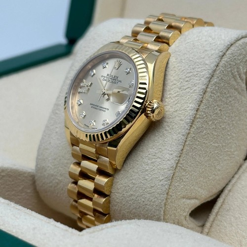Montre Rolex Datejust President 279178 or jaune 18 carats cadran champagne diamant B&P - Photo 4 sur 9