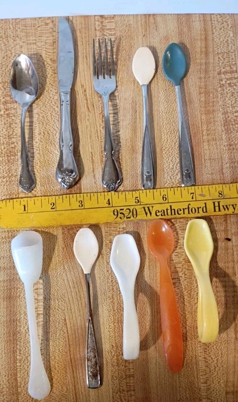 Mixed Lot Of Baby Spoons And Forks + Knifes Stainless Plastic