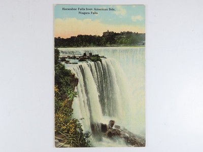 Antique Postcard Niagara Horseshoe Falls American Side Hand Tinted D440