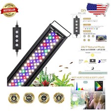 26W Aquarium LED Light, 7 Colors, Adjustable Timer, Extendable Bracket