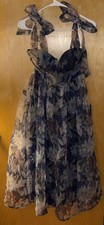 Lulus Blue Bustier Midi Dress-Floral Organza Dress Tie Strap Size A