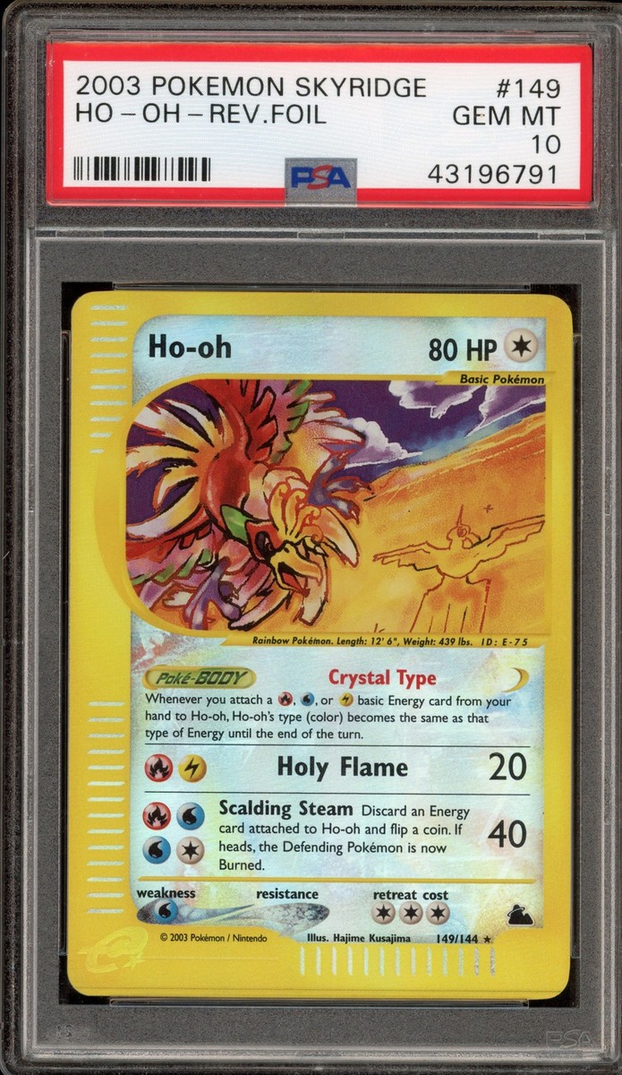 Pokemon Ho-Oh Skyridge Crystal Reverse Holo Rare #149 PSA 10 Gem