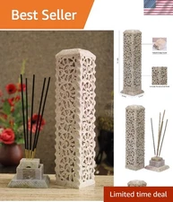 Handmade Marble Soapstone Incense Stick Burner - Natural Color, 3x3x11 Inches