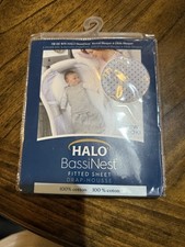 Halo BassiNest Fitted Sheet 100 Cotton White W/ Grey Dot