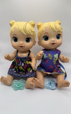 #ad Baby Alive Set Baby Lil Sounds Interactive Twin Dolls Makes 10 Sounds Tested $40.00