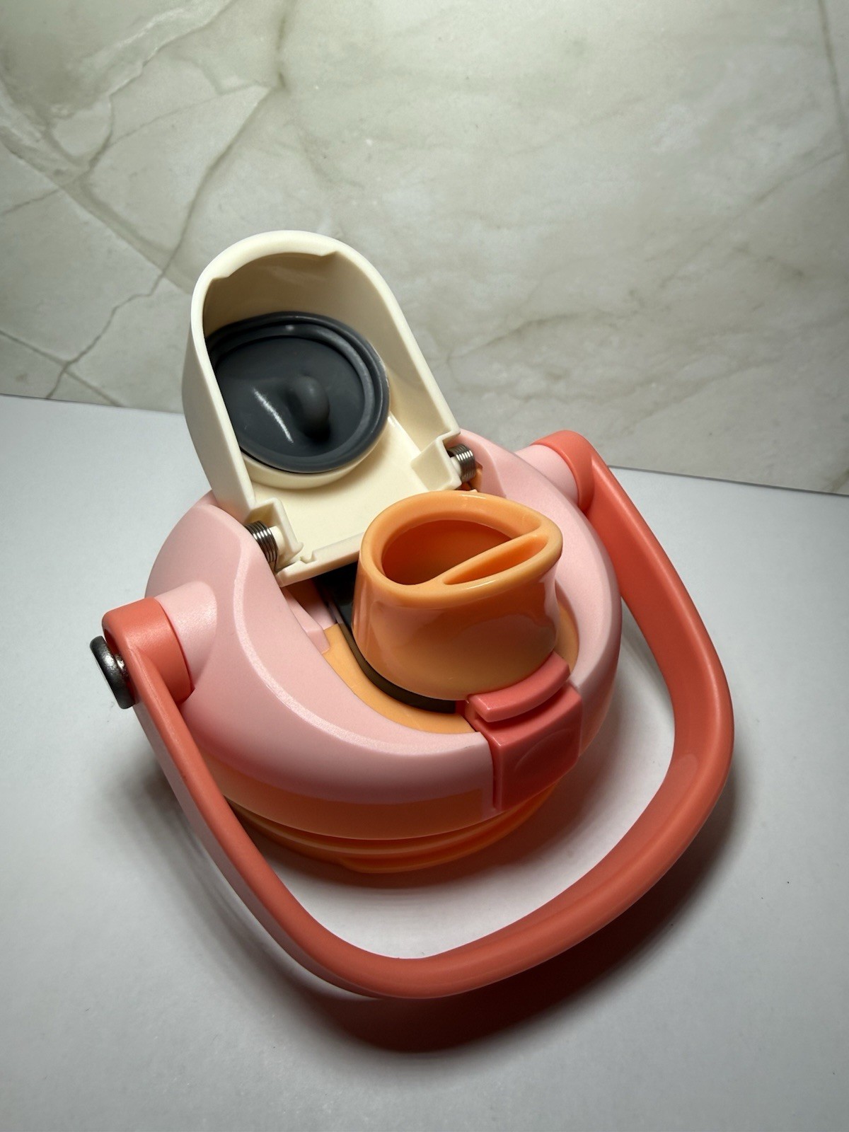 Lid With Straw Handle Leakproof Flip Top Pink Orange