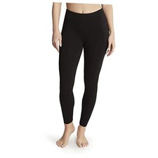 Women's Cotton Stretch Basic Ankle Legging with Side Pocket Medium Deep Black