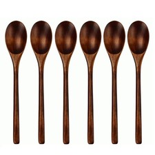 AOOSY Spoons Wooden Spoons for Eating, 6 Pieces Japanese Natural Plant Ellipse