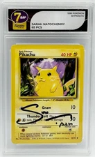 Sarah Natochenny Signed Pikachu Pokemon Card - 7BAP Signature Series JSA Auto