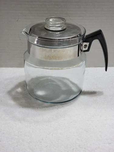 VINTAGE PYREX 8859 B 9 CUP GLASS POT PERCOLATOR STOVE TOP COFFEE MAKER POT & LID