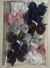 Pack of 12 Small Plain Colour Bow Hair Pins - Grips - Slides - Clips.