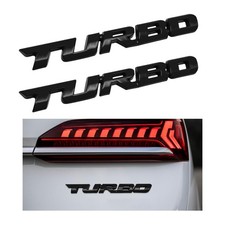 Yourkar 2pcs Turbo Car Emblem Decal 3d Metal Badge For Black