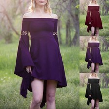 Renaissance Medieval Witch Fancy Dress Costume Gothic Women Victorian Long Dress