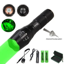 Hunting Green Light 800Yards LED Flashlight Zoomable Torch f4 Coyote Hog Varmint