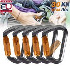 1-5PCS 30KN Aluminum D-Shape Carabiner Auto Locking Hook Climbing Caving Rescue