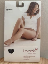 Lovable By Hanes Day Sheer Pantyhose Control Top Sandalfoot Barely Black Size EF
