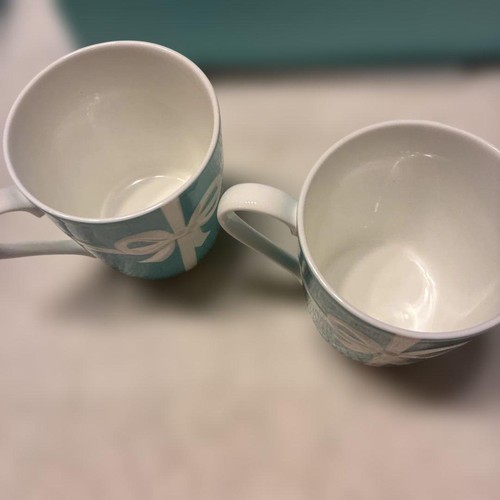 Tiffany & Co Gift Ribbon Porcelain Pair Mug Cup Set & Gift Box - Picture 15 of 24