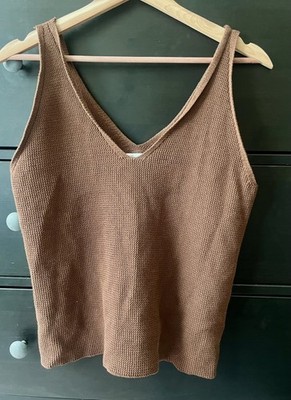 Knowledge Cotton Apparel Organic Cotton Knit Tank Top Brown Sz S Euro Minimalist