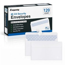 120 Pcs White 6 3/4 Security Envelopes 3.63 x 6.5 Inch Self Seal Privacy Tint