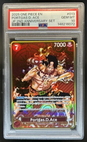 2025 One Piece 2nd Anniversary Set Portgas D Ace #OP02-013 PSA 10 GEM MINT
