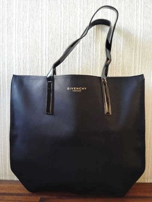 GIVENCHY Tote Shoulder Bag Medium Logo Leather Black Women's USED FROM JAPAN