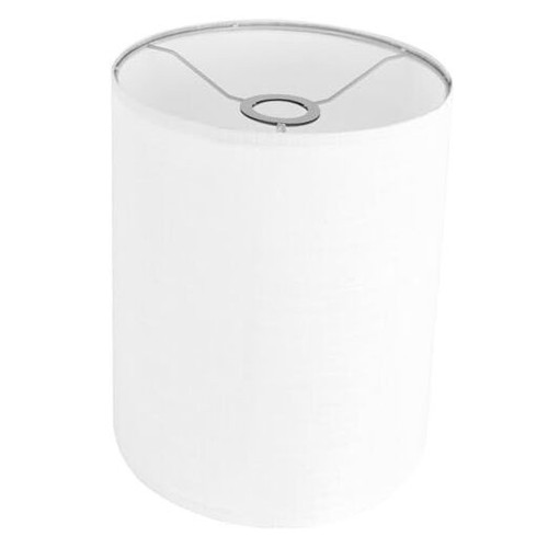 White Linen Tall Drum Lampshade, 10" Top x 10" Bottom x 13" High Lamp Shade,