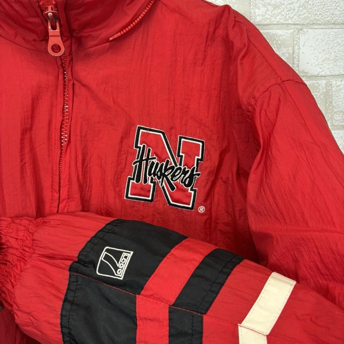 Vintage 90s Nebraska CornHuskers Jacket Logo 7 Windbreaker Men