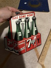 Porcelain 7up Bottles And Case Sign