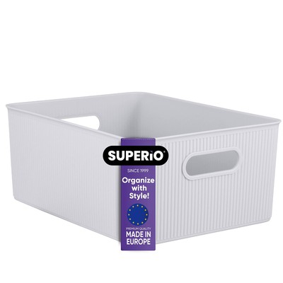 Ribbed Collection - Decorative Plastic Open Home Storage Bins Organizer Baske...