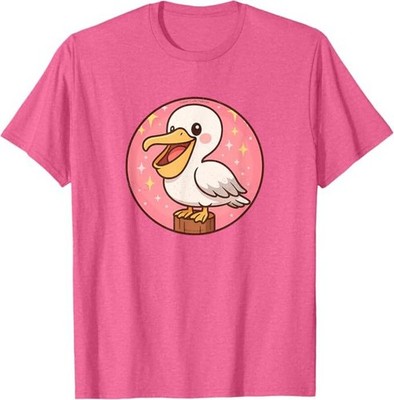 Super Cute Anime Pelican Design T-Shirt *NEW* Tee 10 Colors by Bird Fan
