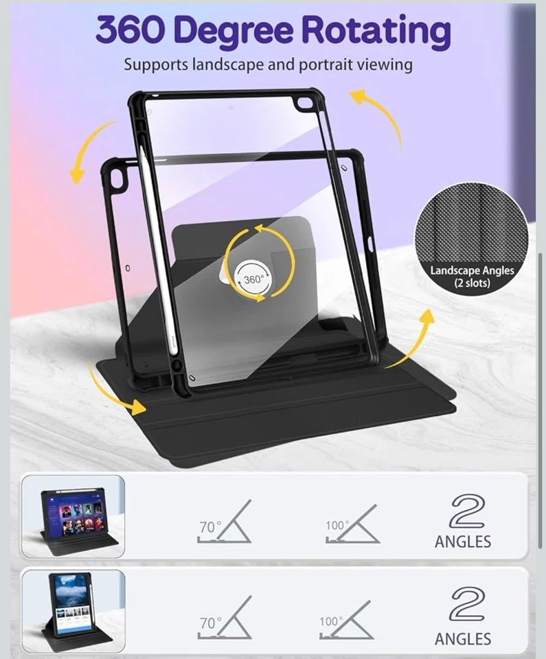 Unique Case Rotating Stand Cute Cartoon Design Cover Shell for iPad 9.7 Inch - Image 4 of 4