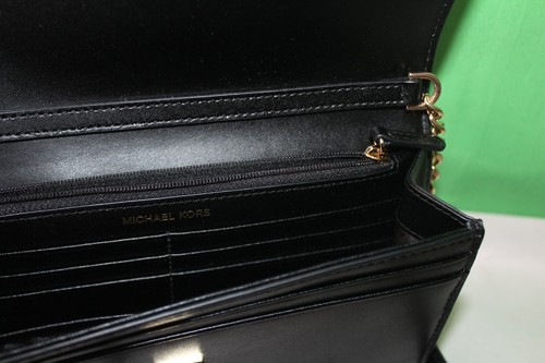 Michael Kors Mott Leather Black Crossbody Clutch Handbag with Gold Tone Accents - Picture 6 of 9