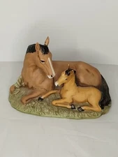 Vintage Homco Porcelain Mare And Foal Filly Colt Figurine 1991 #8859 Free Ship