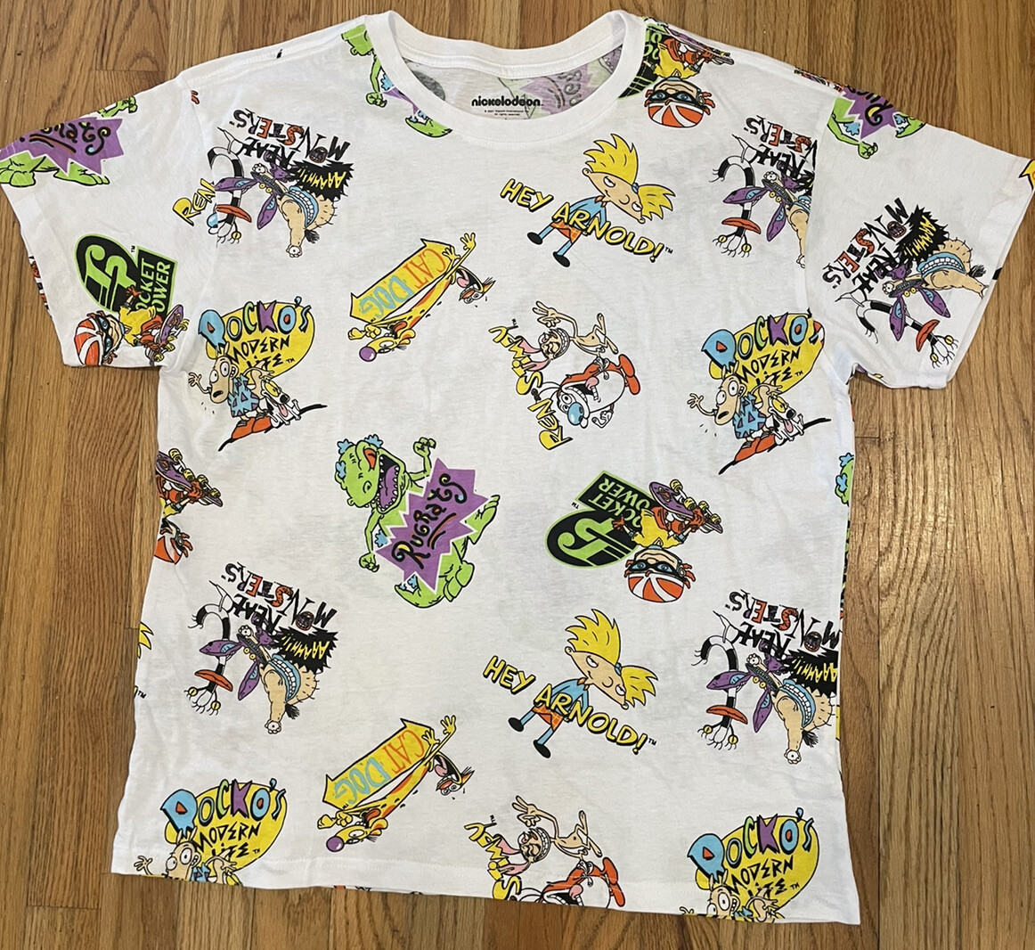 Nickelodeon Hey Arnold! The Original Squad T-shirt Large New White