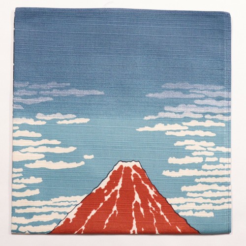 Panno da imballaggio giapponese Furoshiki Hokusai Ukiyoe rosso Mt. Fuji Aka Fuji Kyoto - Foto 10 di 12