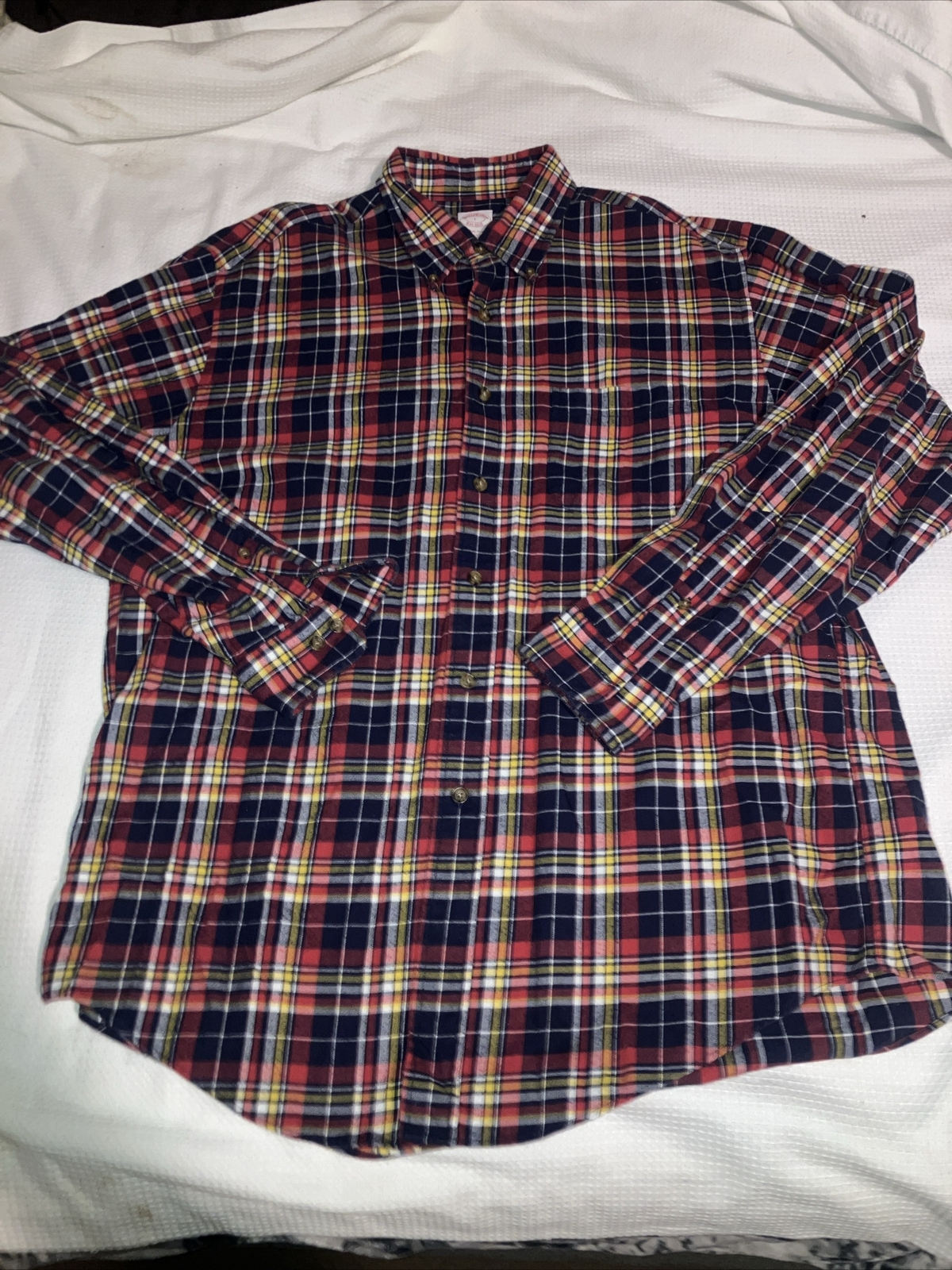 Brooks Brothers Shirt Mens Large Multicolor Plaid Cotton Flannel Button Up