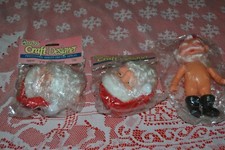 Darice Craft Designer 4 1/4" 2 Santa doll Heads 1 Santa Doll Christmas