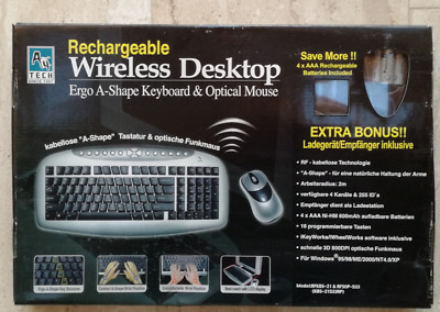A4Tech RFKBS-21 Kabellose Tastatur & optische Funkmaus aus dem Jahr 1987 Neu OVP