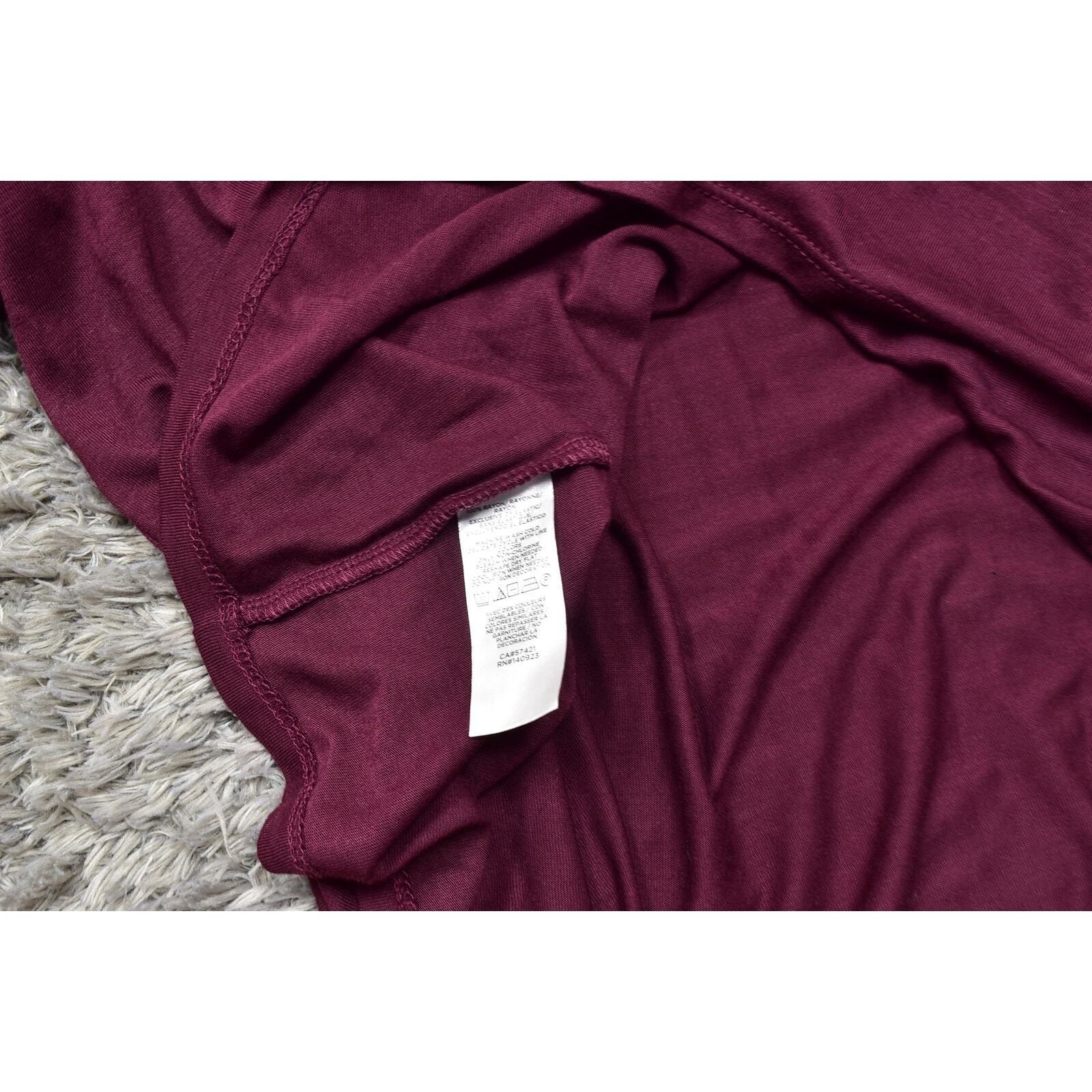 Loft Red Blouse Medium  Solid Rayon Long Sleeve C… - image 4