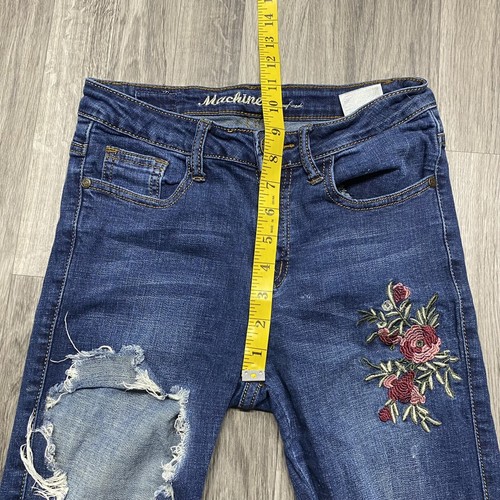 MACHINE Skinny Mid Rise Embroidered Floral Blue Denim Jeans Women's Size 27 / 3 - Picture 11 of 12
