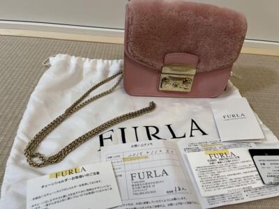Furla Shoulder Bag Pink Gold Hardware Metropolis Fur Limited