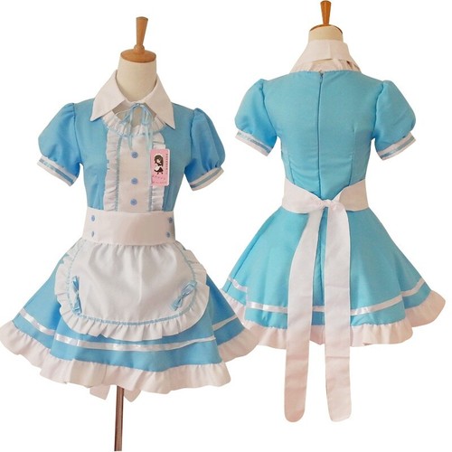 Women Maid Dress Striped Ruffle Apron Lolita Waitress Costume Japanese Cosplay - Picture 11 of 18
