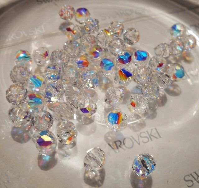 52 pieces 5309/1 Swarovski 5mm Crystal AB Beads Vintage Very Rare USA