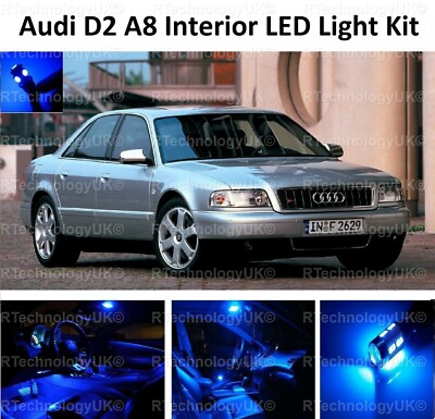 BLUE PREMIUM AUDI A8 S8 D2 1994-2002 LED FULL INTERIOR UPGRADE KIT SET XENON