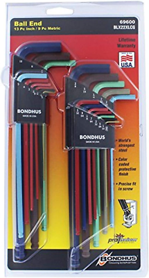 Bondhus Sechskantschlüssel-Set 13-teilig – Doppelpack Mit ColorGuard, Ball-End, Metrisch & Zoll