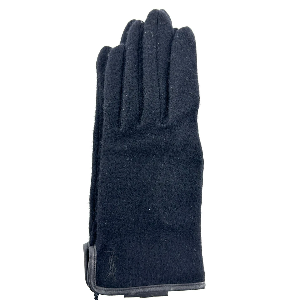 Женские элегантные винтажные черные кожаные перчатки Yves Saint Laurent YSL неиспользованные - Изображение 2 из 4