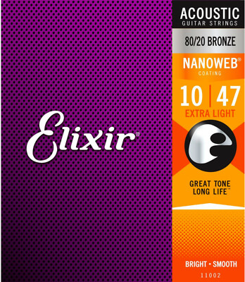Elixir 11002 Nanoweb Extra Light Akustikgitarrensaiten 0,010 - 0,047 