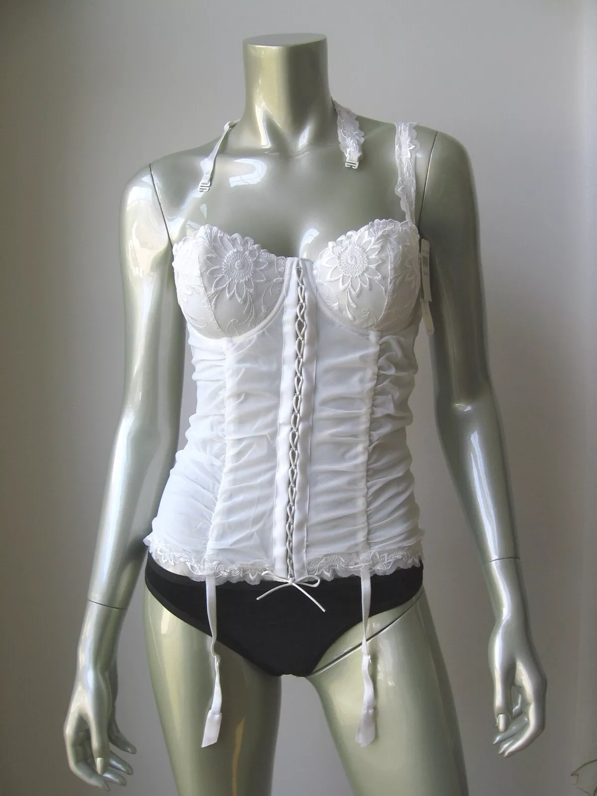 www.prominentresults.com :SH010 Le Mystere NEW 3507 Dore Bridal Tulle Lace Convertible Bustier Garter Belt